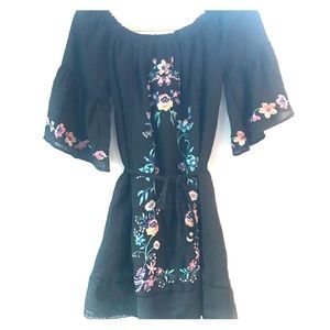 Embroidered off the shoulder dress